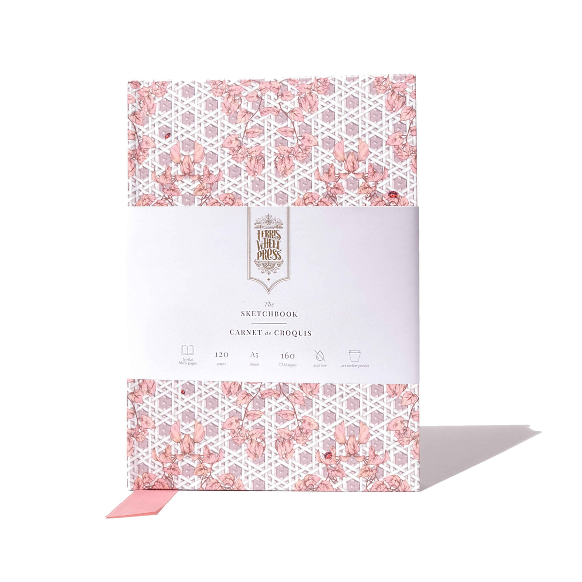 Ferris Wheel Press Enveloped in Rattan A5 Sketchbook in Pink