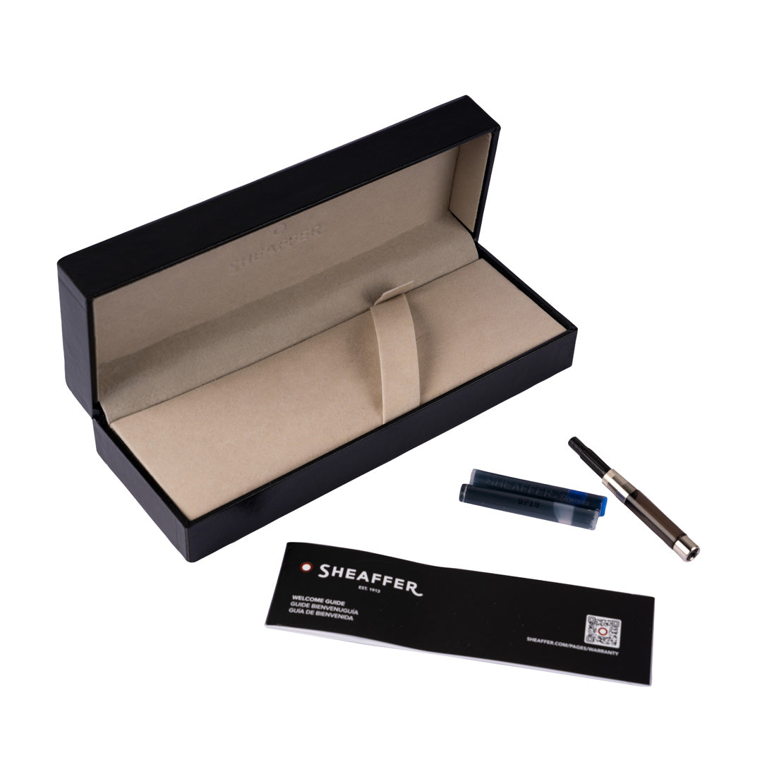 Sheaffer 100 Bright Chrome Fountain Pen With Gold Trims - Fine