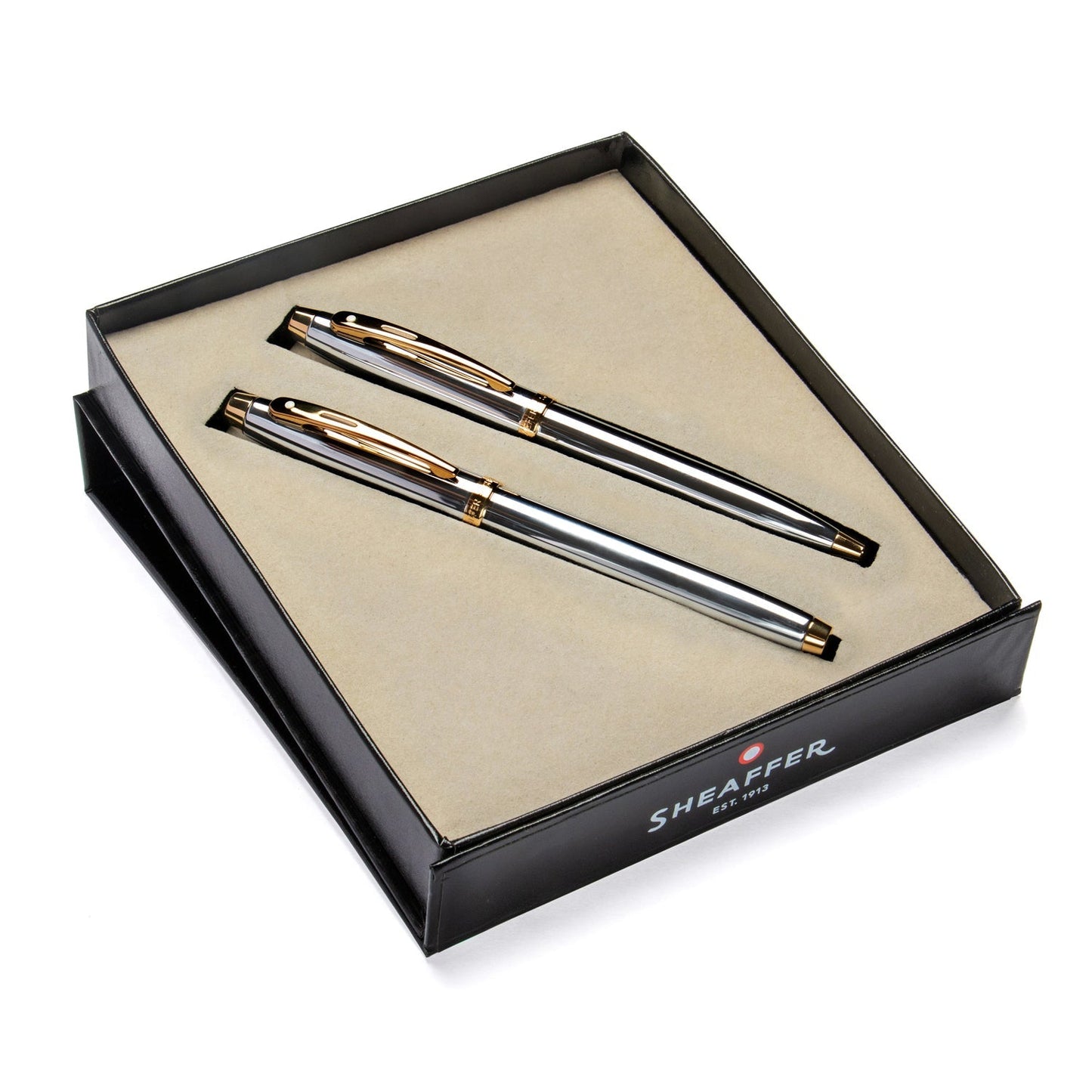 Sheaffer® Gift Set ft. Bright Chrome S100 9340 with Gold Tone Trim as Set of 2 pens -  Ballpoint Pen & Fountain pen (M)