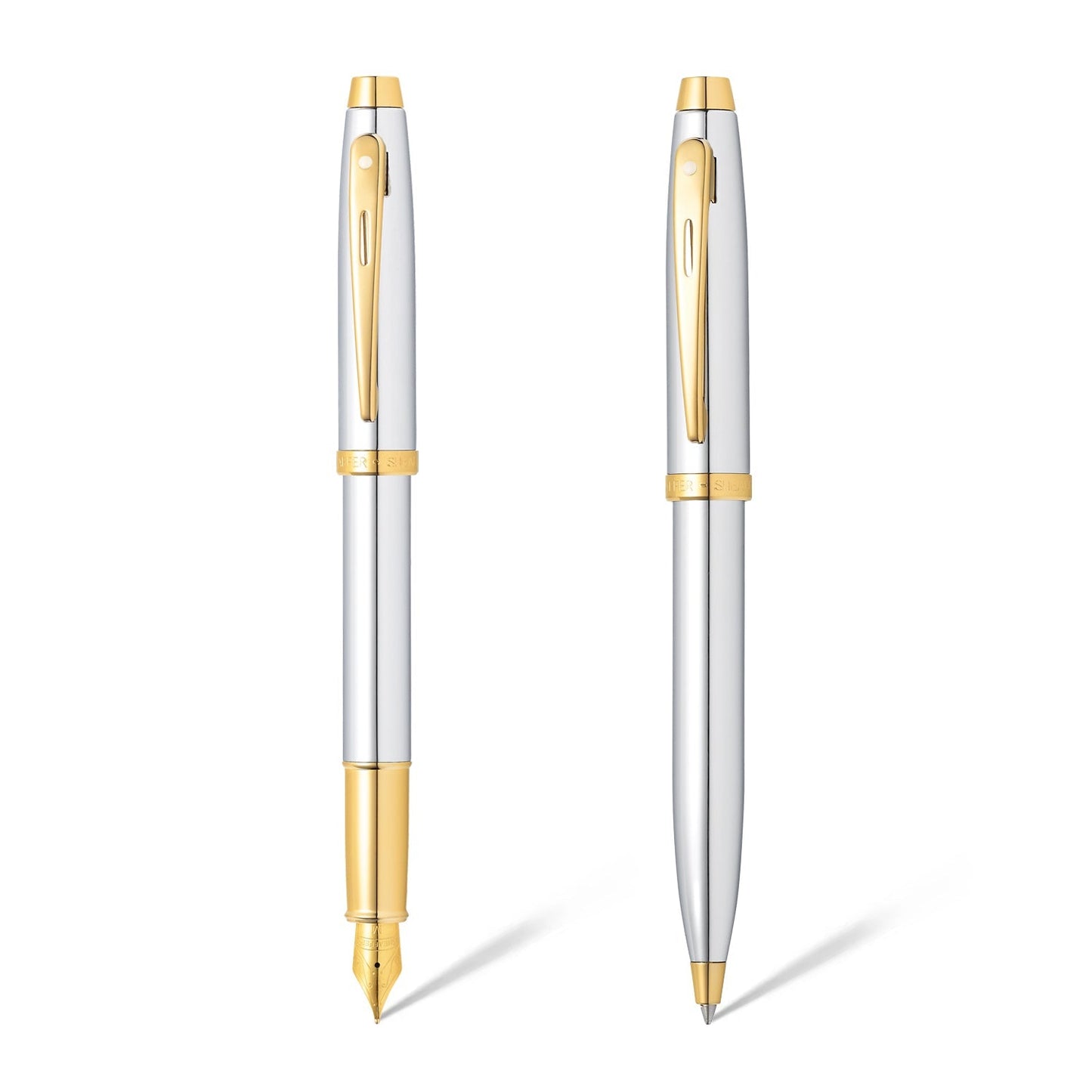 Sheaffer® Gift Set ft. Bright Chrome S100 9340 with Gold Tone Trim as Set of 2 pens -  Ballpoint Pen & Fountain pen (M)