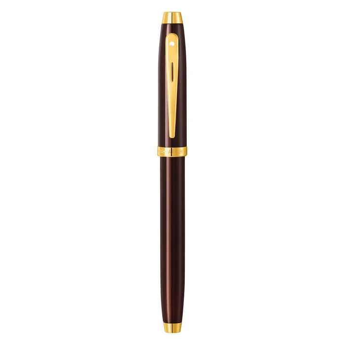 Sheaffer® 100 9370 Glossy Coffee Brown Rollerball Pen With PVD Gold-Tone Trim