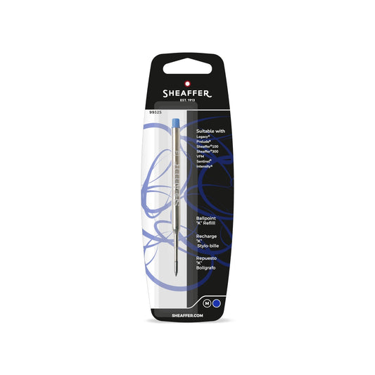 Sheaffer Ballpoint Refill "K" Style - Blue Medium - Blister Card - Multiples of 6