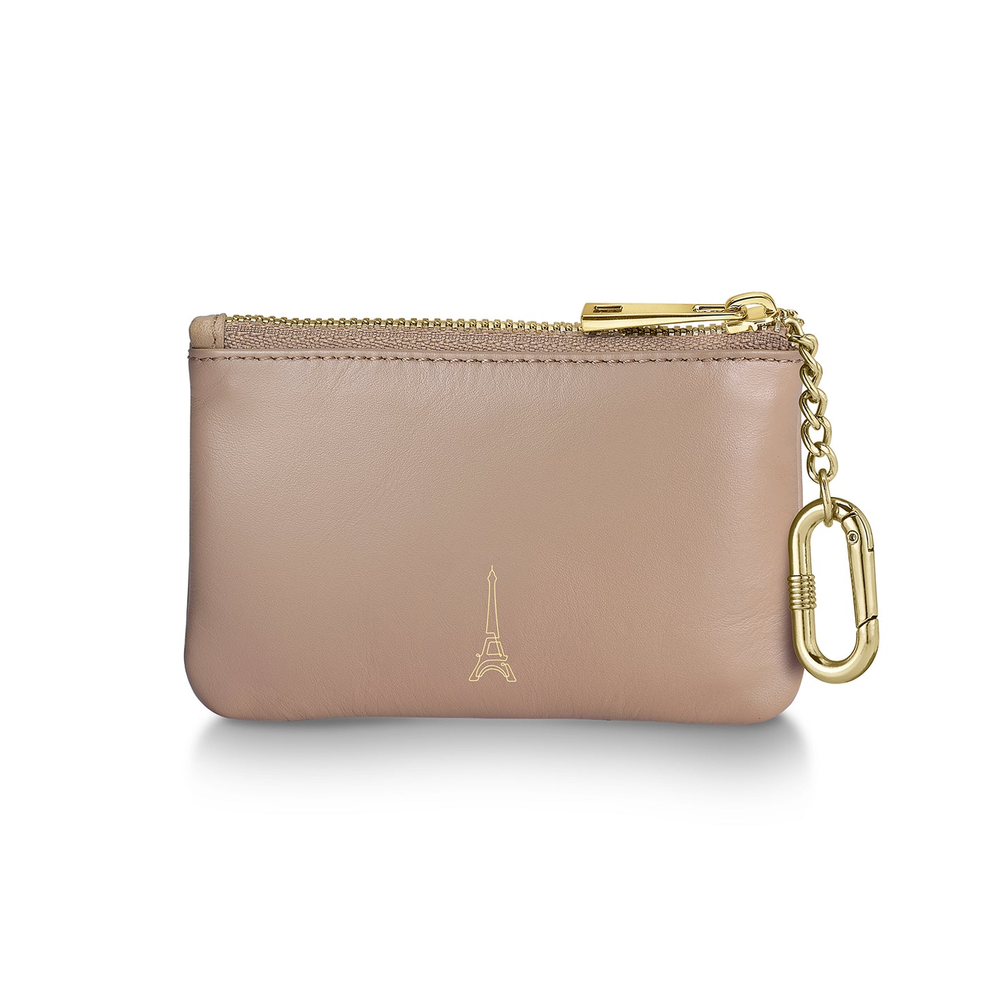Sheaffer EIP Full-Grain Leather Zipped Key Fob Pouch - Taupe