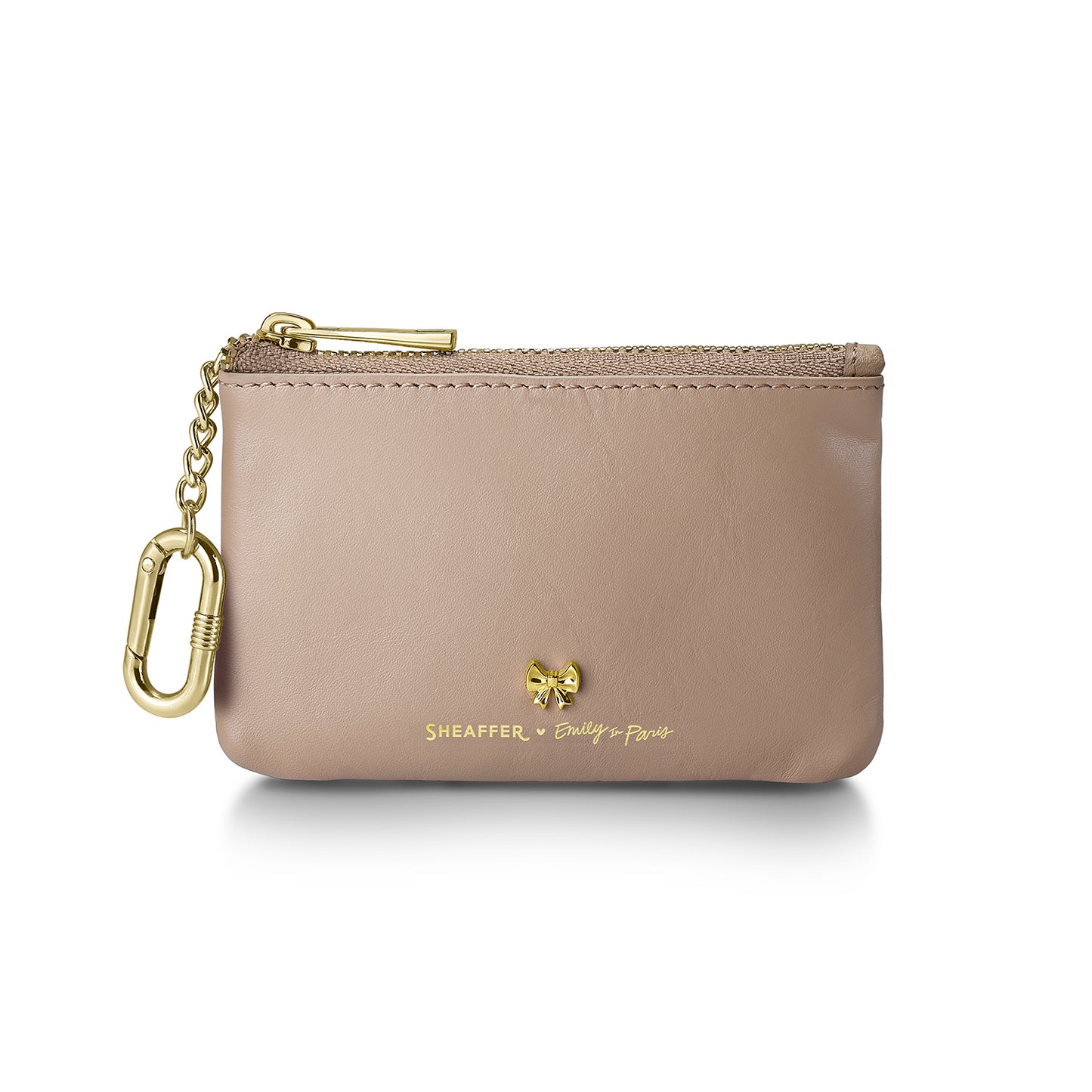 Sheaffer EIP Full-Grain Leather Zipped Key Fob Pouch - Taupe