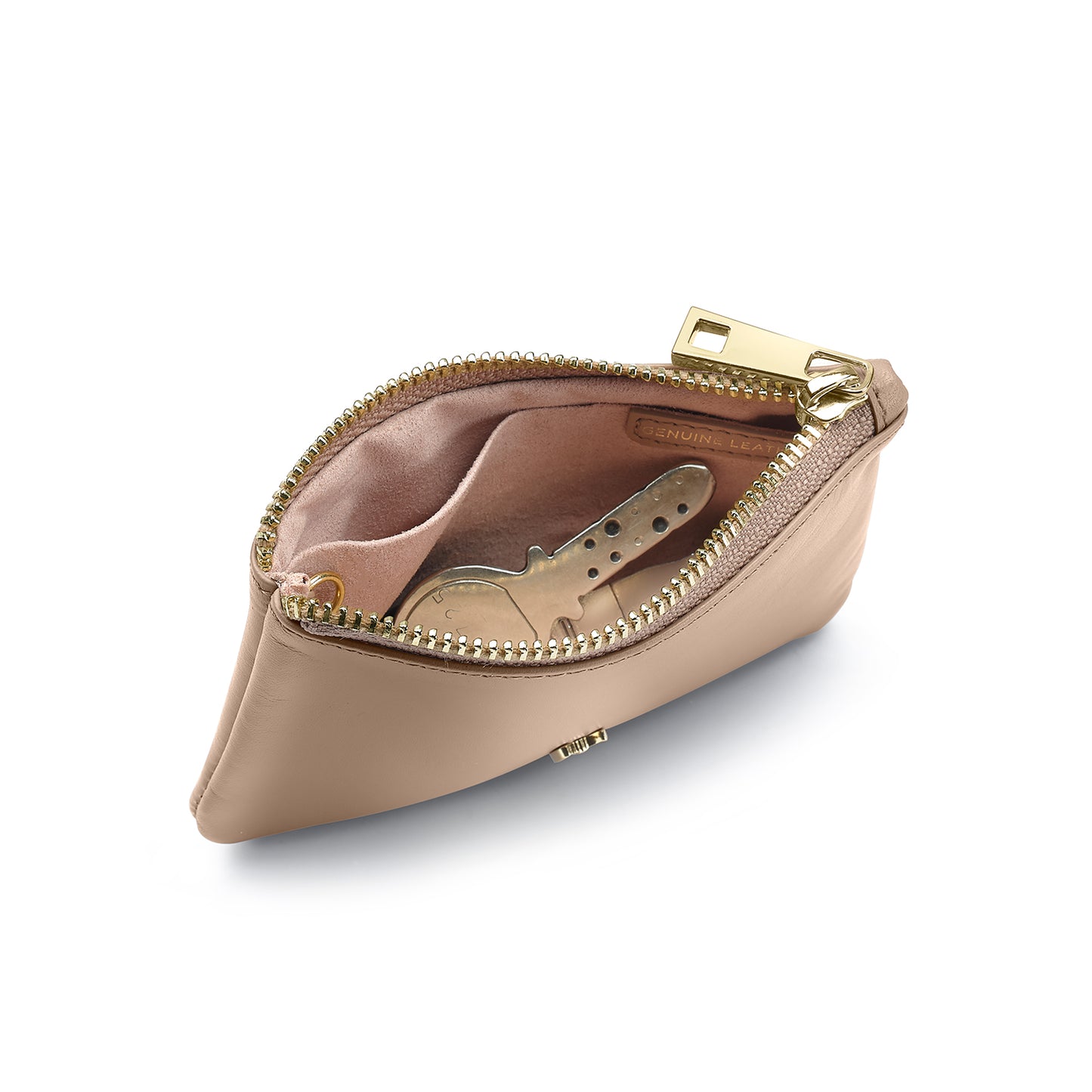 Sheaffer EIP Full-Grain Leather Zipped Key Fob Pouch - Taupe