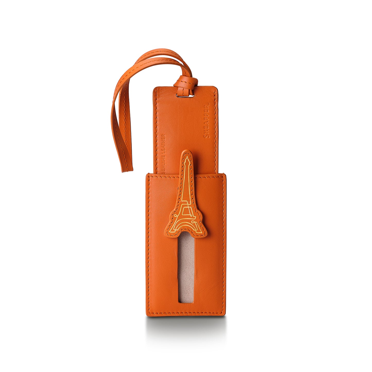 Sheaffer EIP Full-Grain Leather Luggage Tag - Orange