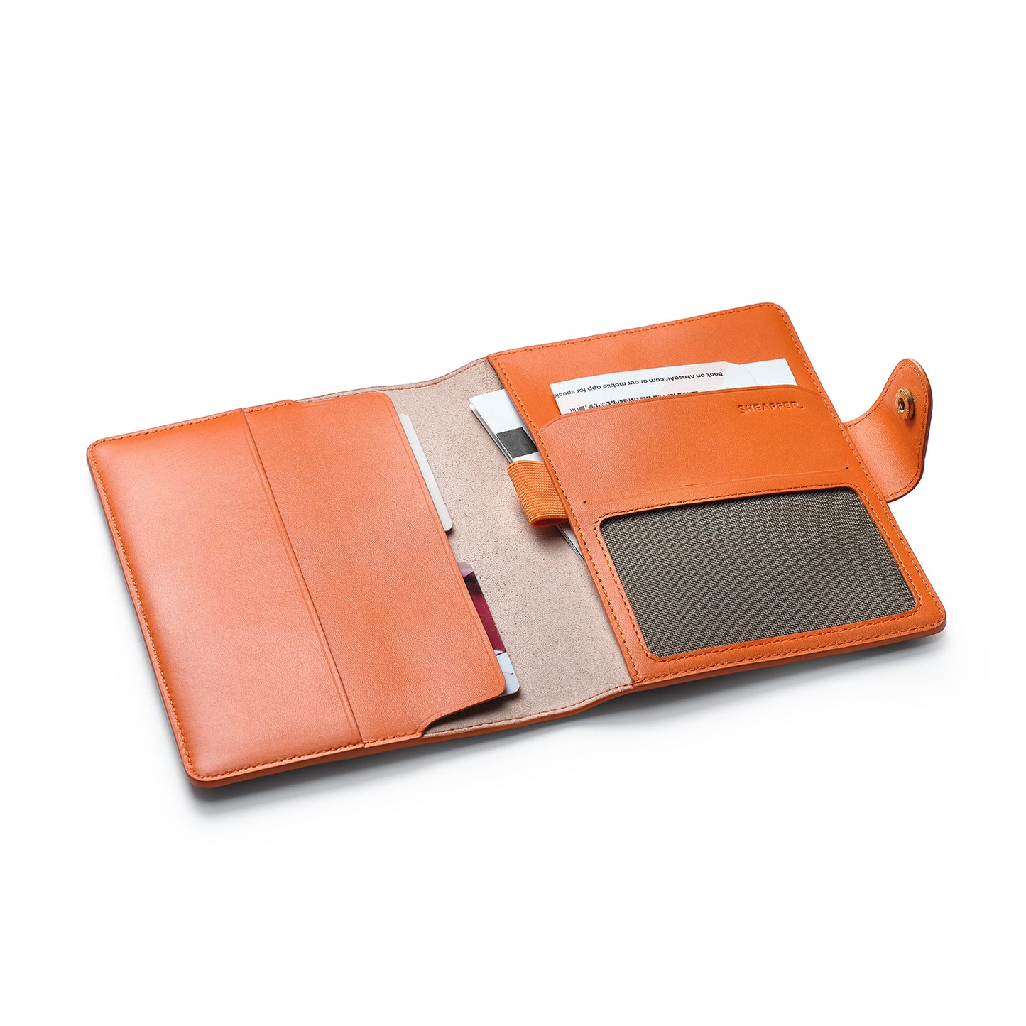 Sheaffer EIP Full-Grain Leather Passport Case with Pen Loop - Orange