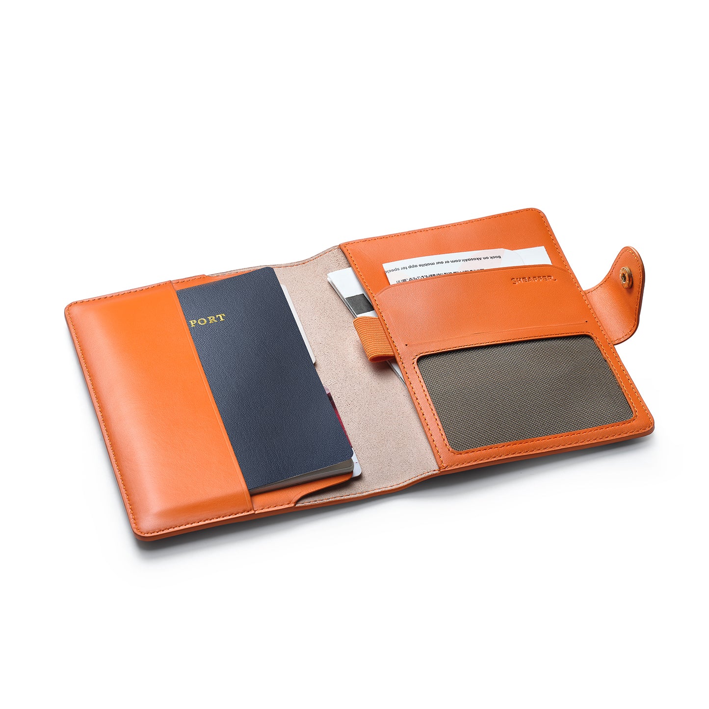Sheaffer EIP Full-Grain Leather Passport Case with Pen Loop - Orange