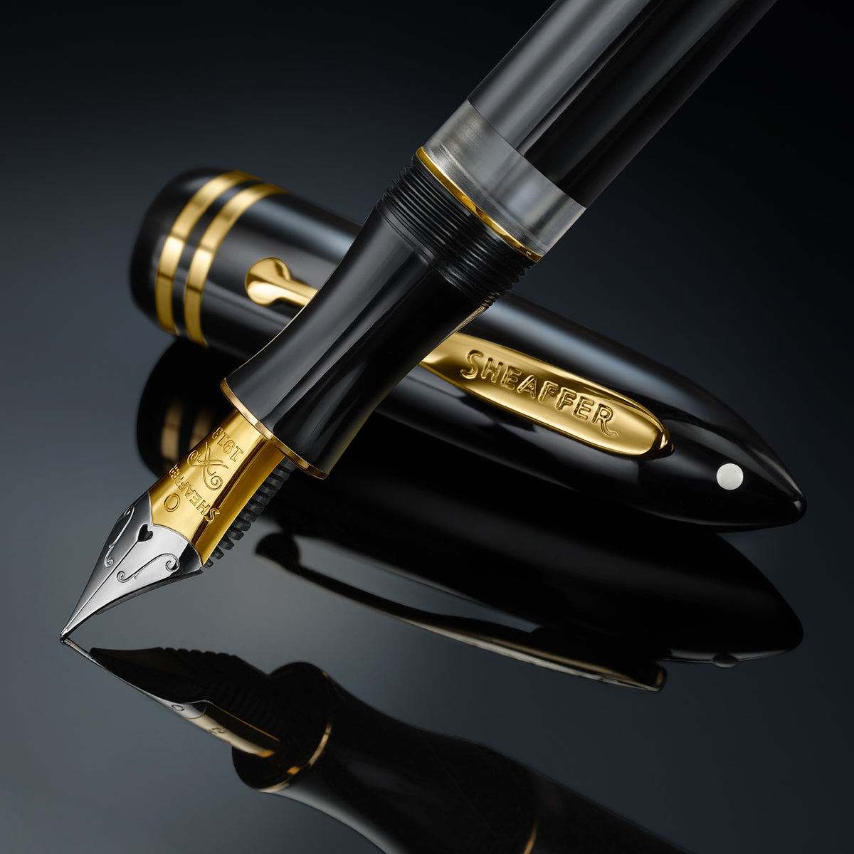 Sheaffer Balance III E893 Glossy Black and Gold Trims Fountain Pen
