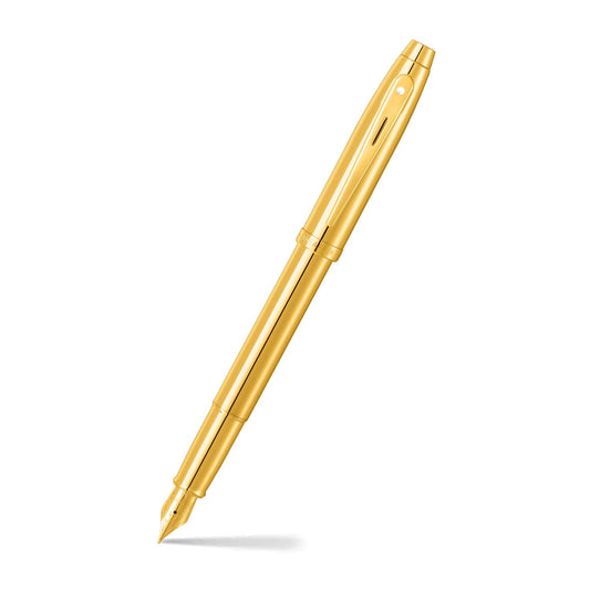 Sheaffer® 100 9372 Glossy PVD Gold Fountain Pen With PVD Gold Trim - Medium