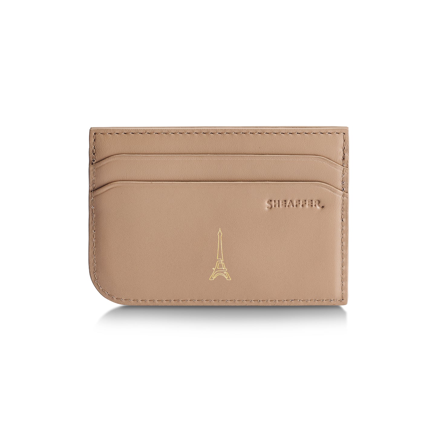 Sheaffer 100 EIP 9377 Champagne Gold Ballpoint Pen with Champgne Gold Trim and Full-Grain Credit Card Holder - Gift Set