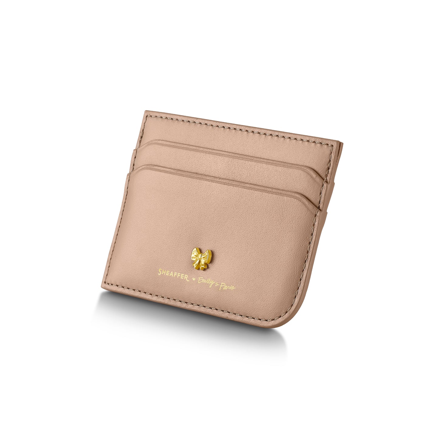 Sheaffer 100 EIP 9377 Champagne Gold Ballpoint Pen with Champgne Gold Trim and Full-Grain Credit Card Holder - Gift Set