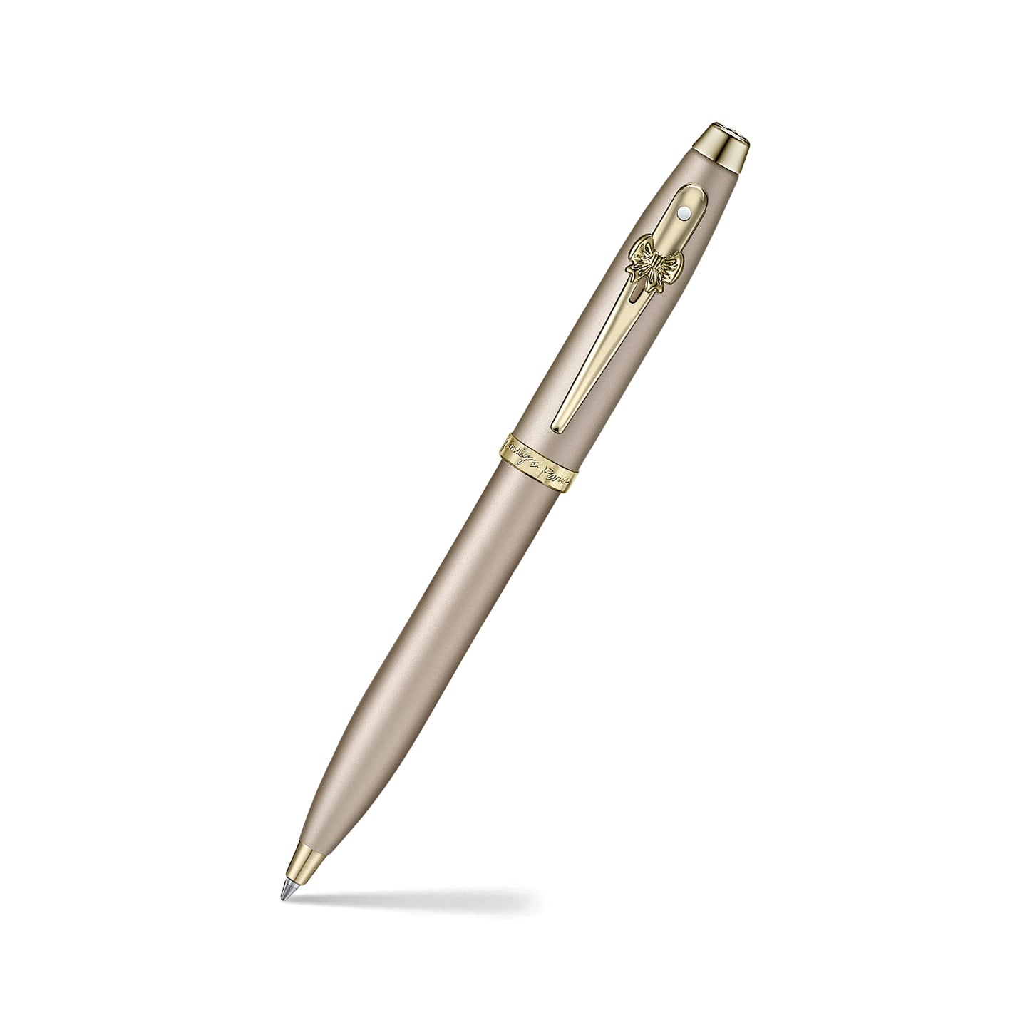 Sheaffer 100 EIP 9377 Champagne Gold Ballpoint Pen with Champgne Gold Trim and Full-Grain Credit Card Holder - Gift Set