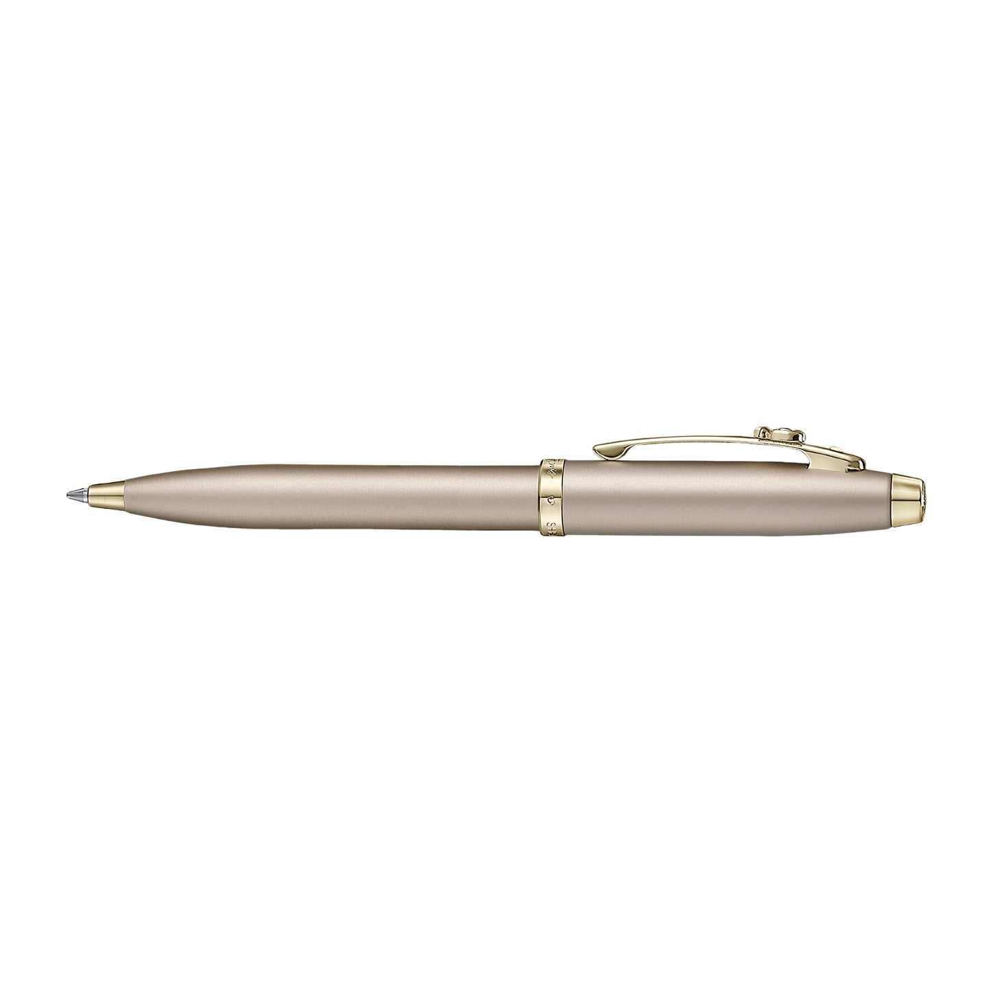 Sheaffer 100 EIP 9377 Champagne Gold Ballpoint Pen with Champgne Gold Trim and Full-Grain Credit Card Holder - Gift Set