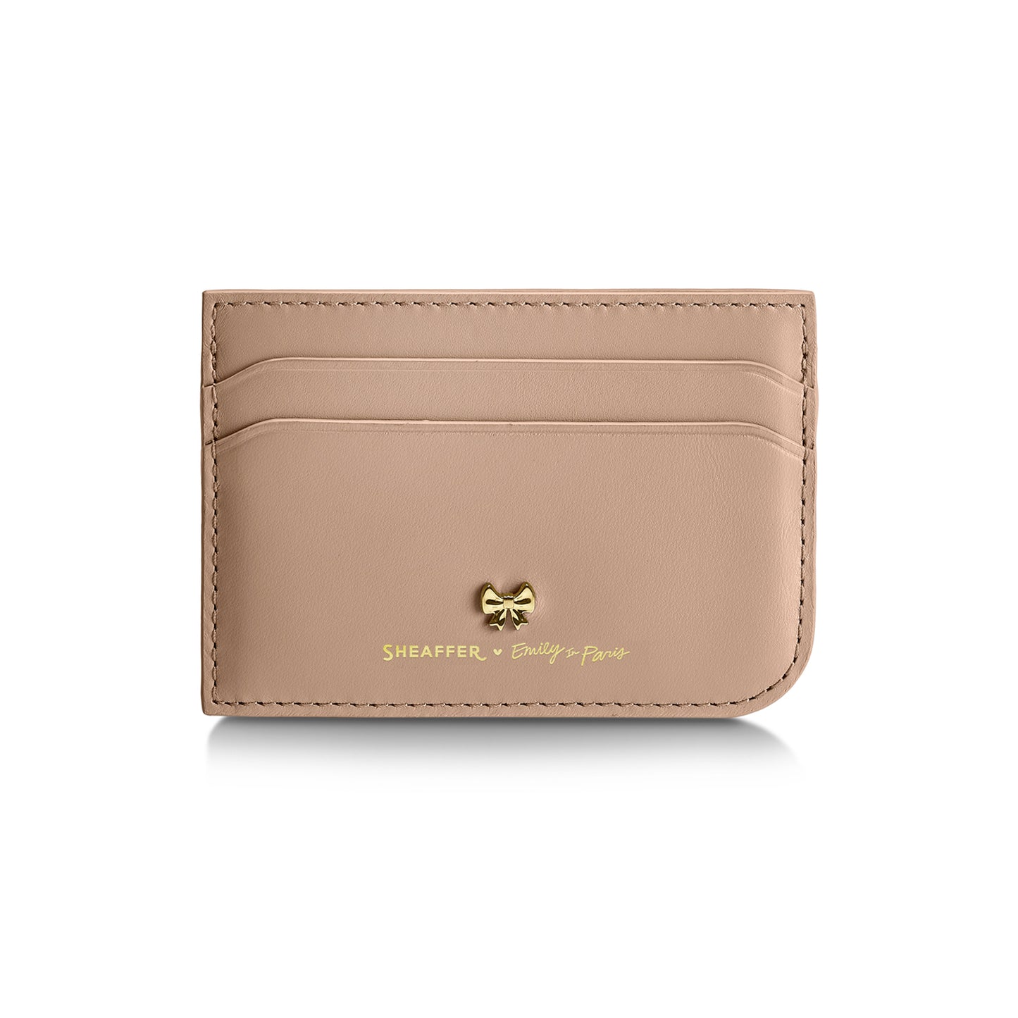 Sheaffer 100 EIP 9377 Champagne Gold Ballpoint Pen with Champgne Gold Trim and Full-Grain Credit Card Holder - Gift Set