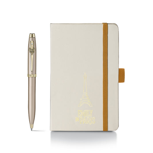 Sheaffer 100 EIP 9377 Champagne Gold Ballpoint Pen with Champagne Gold Trim and Hardbound Small Notebook - Gift Set