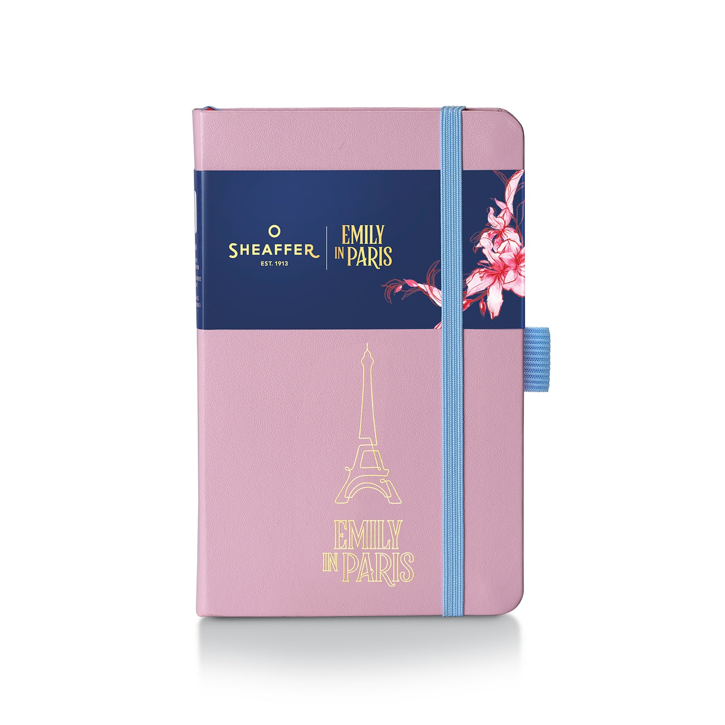Set - EIP Prelude Mini 9810 Pastel Pink Ballpoint Pen with Swarovski Crystal and Small Hardbound Notebook