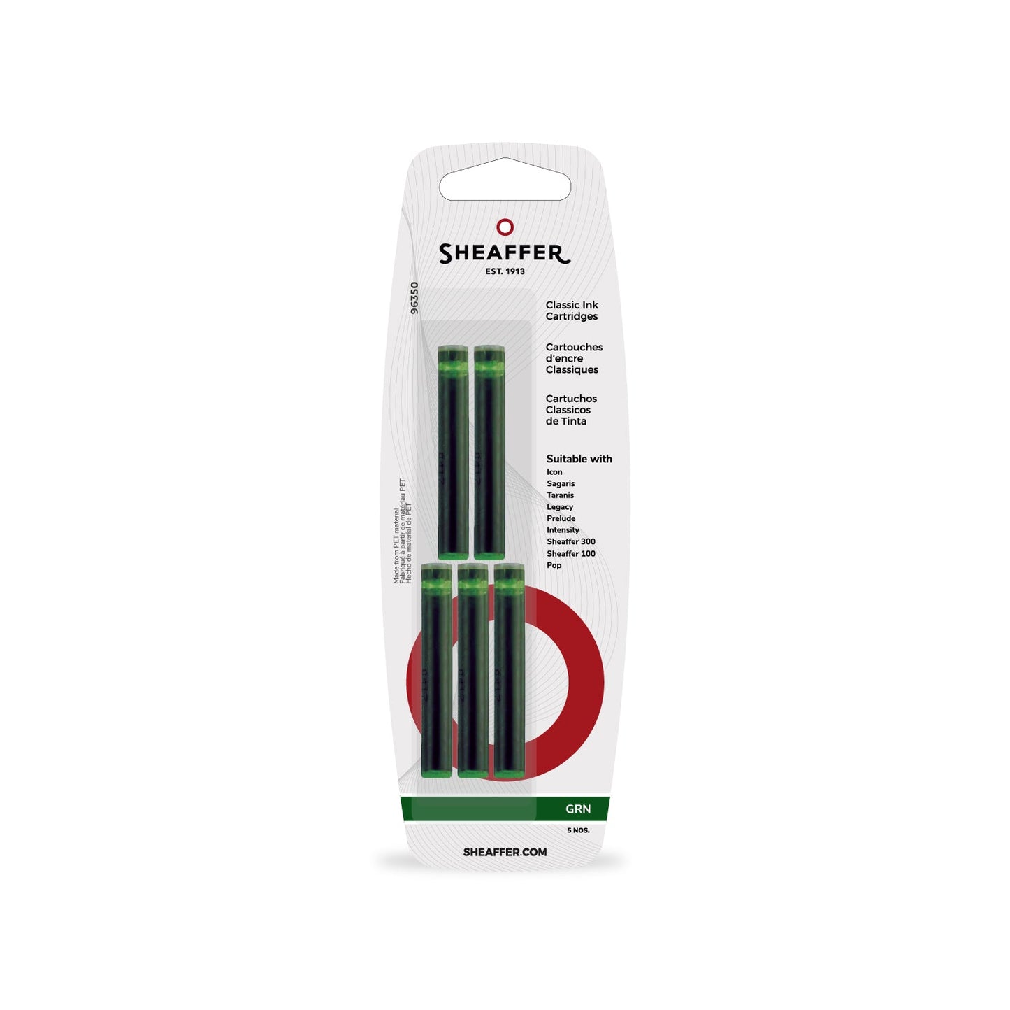 Sheaffer Classic Ink Cartridge (Pack of 5) Green - Multiples of 6
