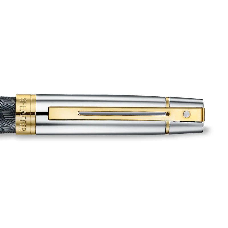 Sheaffer - 300 Engraved Matt Black Barrel And Shiny Chrome Cap. PVD Gold Trims Medium FP 